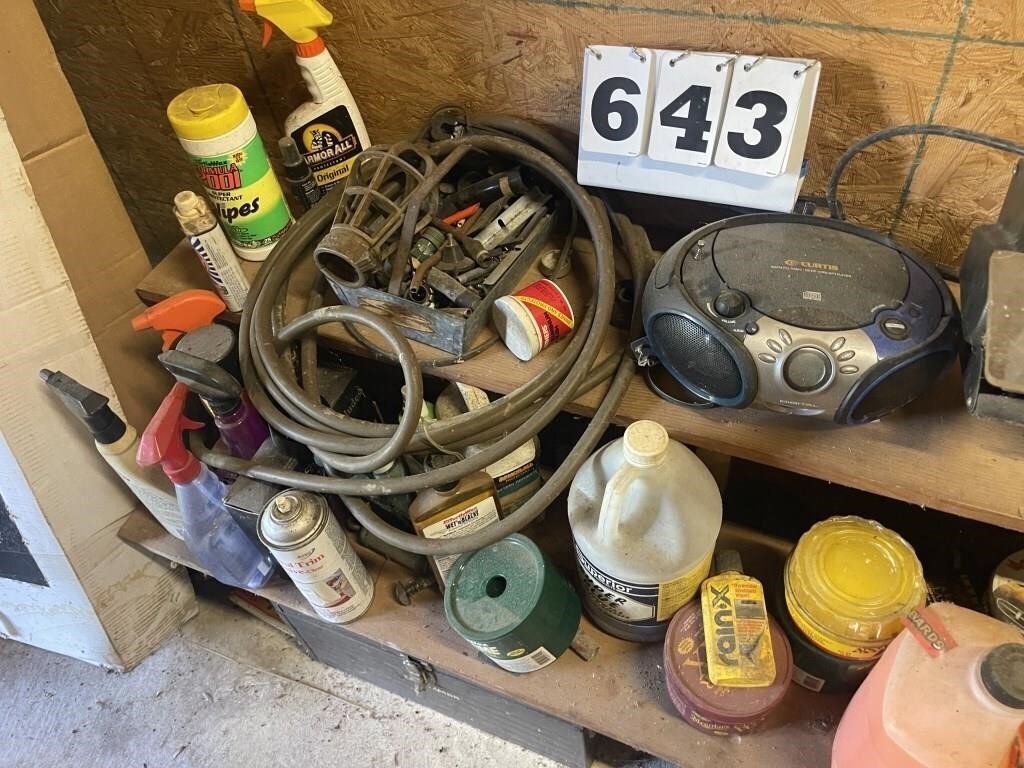 Garage Lot with Cleaners, CD Player, etc.