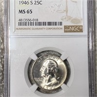 1946-S Washington Silver Quarter NGC - MS65