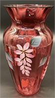 Fenton Cranberry Hp Vase #959 By D Barbour