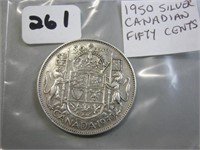 1950  Silver Canadian Fifty Cents Coin