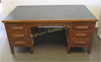 Antique Oak Desk with 6 Drawers