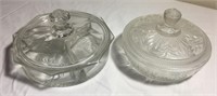 Two Glass Candy Bowls with Lids