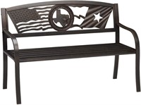 Leigh Country Flags Over Texas Metal Bench