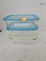 3 Cnt Glass Dishes W/ Locking Lids