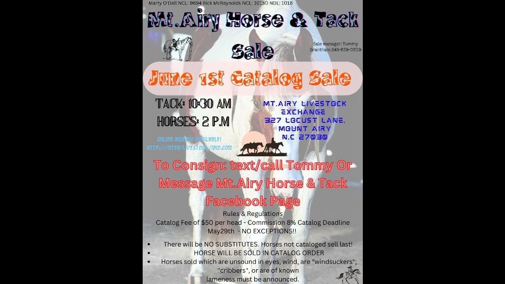June 1st Catalog Horse & tack sale