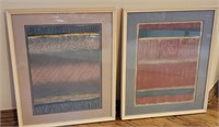 Pair Mixed Media Art Signed/Framed