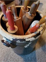 Large Crock with Rolling Pins