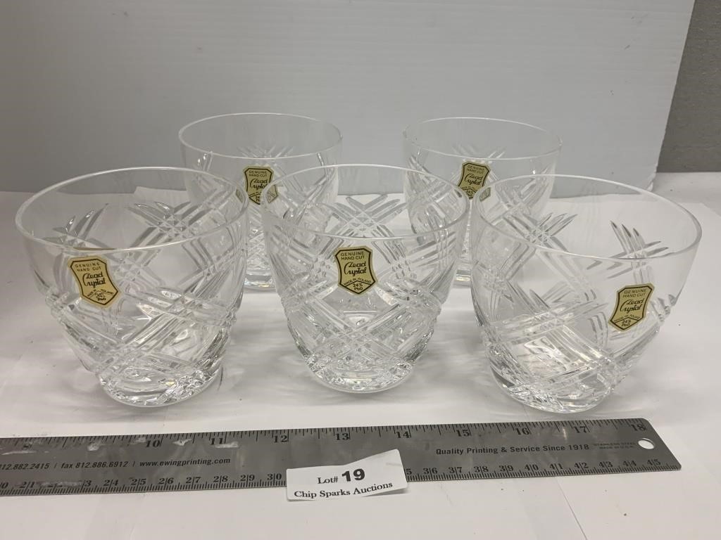 5 Genuine Hand Cut Lead Crystal Tumblers