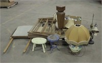 Assorted Household Items- Lamps, (2) Stools,