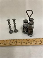 Salt and pepper shaker and Mini candlestick