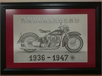 Hand drawn Harley Davidson knucklehead black and