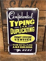 Original Typing & Duplicating Service Enamel Sign