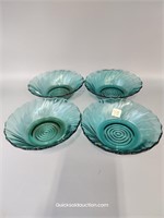 4 Depression Jeannette Glass Ultramarine Swirl Fru