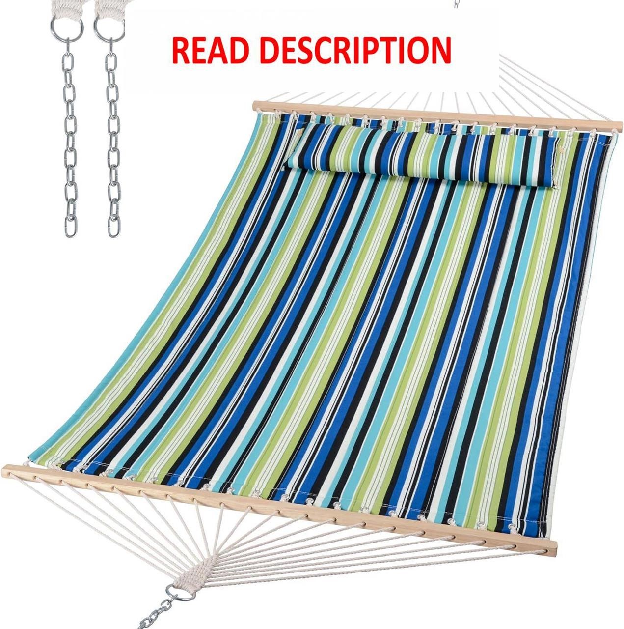 SUNCREAT 2 Person Hammock  Green Stripes