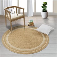 GRUHUM HANDWOVEN ROUND JUTE COTTON AREA RUG