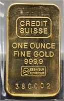 1 Oz. Gold Bar 999.9 by Credit Suisse