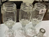 3 " Hillbilly" Ball Mason Jar Wine Glasses