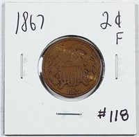 1867  Two Cent Piece   F