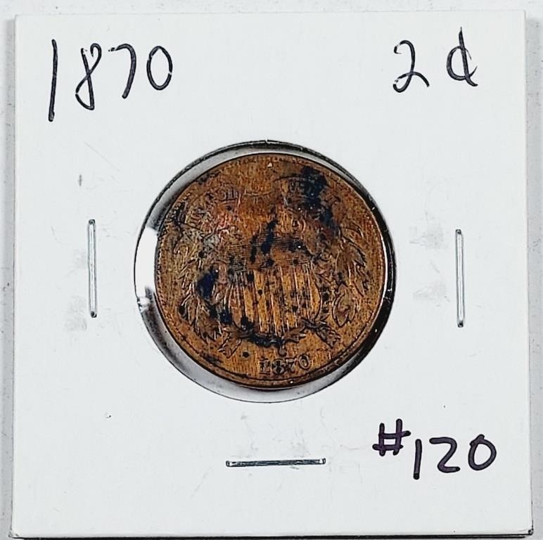 1870  Two Cent Piece   Vf details