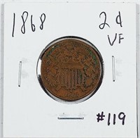 1868  Two Cent Piece   VF