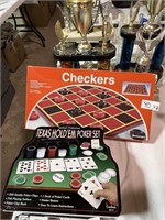 Checkers Board game & Texas Hold'em Poker Set