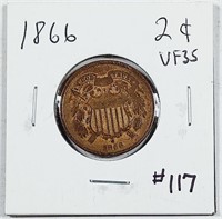 1866  Two Cent Piece   VF-35