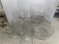 Glass candle sticks and vintage glassware