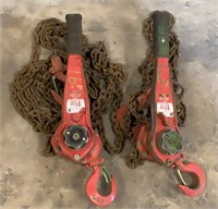 (2) Little Mule 1-1/2 Ton Ratchet Chain Hoist