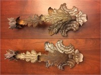 PAIR OF METAL FLOWER SCONCES WITH SOME RUST