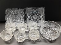 (6) Punch Cups & Crystal Bowl