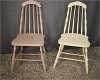 PAIR OVERPAINTED WINDSOR KITCHEN CHAIRS