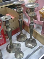 SILVER PLATE CANDLESTICKS 16" (2) 13" 6" 4PC