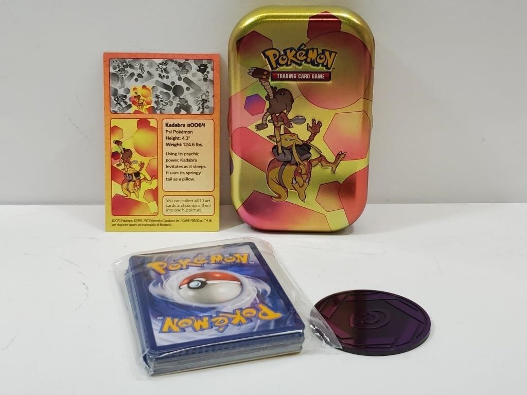 30 Pokémon Cards In Tin With Full Art Card  & Coin