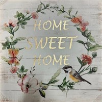 Home Sweet Home SQUARE Floral Wreath Wall Art