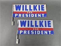 Vtg Willkie for President Campaign Auto Signs