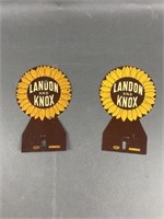 2 Vintage Landon and Knox License Plate Toppers