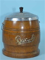 Mid Century Modern Solid Oak Biscuit Barrel Jar