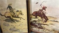 2 Framed Western Prints REMINGTON and RUSSELL