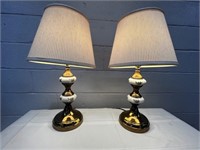 (2) Brass & Porcelain Table Lamps