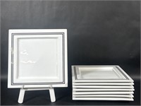 Set of 8 Black & White Mique Square Plates