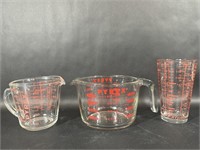 Two PYREX Measuring Cups & Measuring Glass