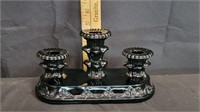 Black Glass Candle Holders