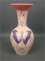 Fenton Burmese Butterfly Vase