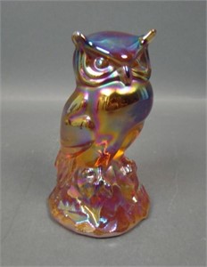 Fenton Red Iridised Owl Figurine