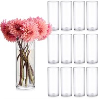 Doubay 12 Pack Cylinder Glass Vases for Centerpie