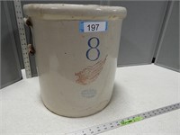 8 Gallon Red Wing crock with 6" wing; some cracks