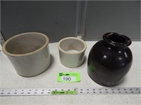 Stoneware crocks and canister