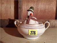 Hand painted Nippon chafing dish, snowman
no lid