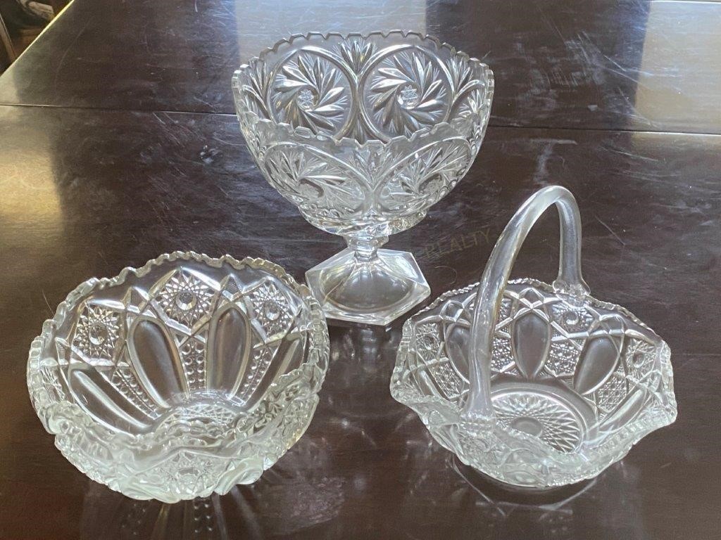 Pressed Glass Bowls & Basket