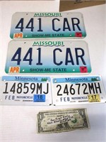 Lot - 2 License Plates, 2 Motorcycle Plates
